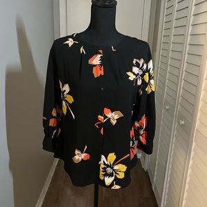 Black floral blouse